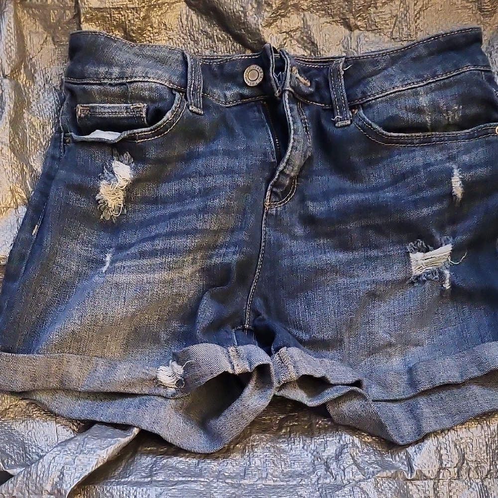 Time and Tru Blue Jean Shorts Distressed Style